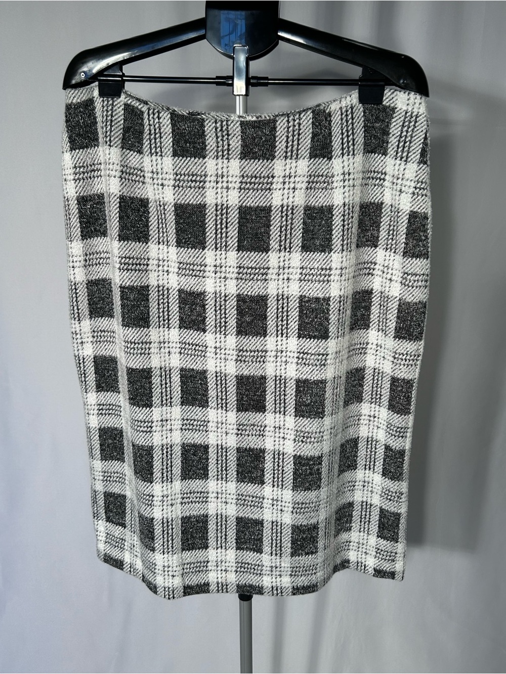 NWT CJ Banks Black White Plaid Pencil Skirt Plus Sz 16W Lined Soft Knit Classic